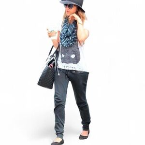 Ragdoll LA Casual Moto Jogger Pants vintage washed black M y2k jessica alba